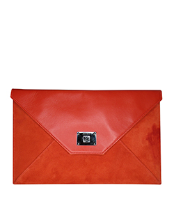 Rosetta Clutch, Suede, Leather, Red, 2